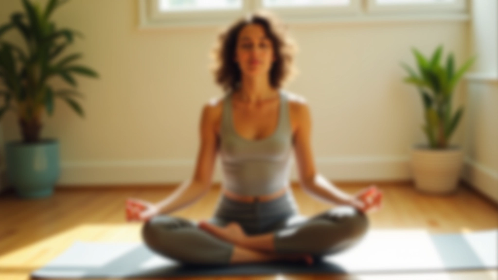 Vrouw in meditatieve houding op yoga mat